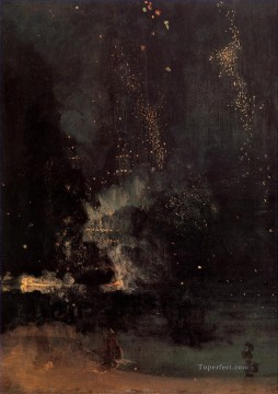 黒と金の夜想曲 落下するロケット ジェームズ・アボット・マクニール・ウィスラー Oil Paintings